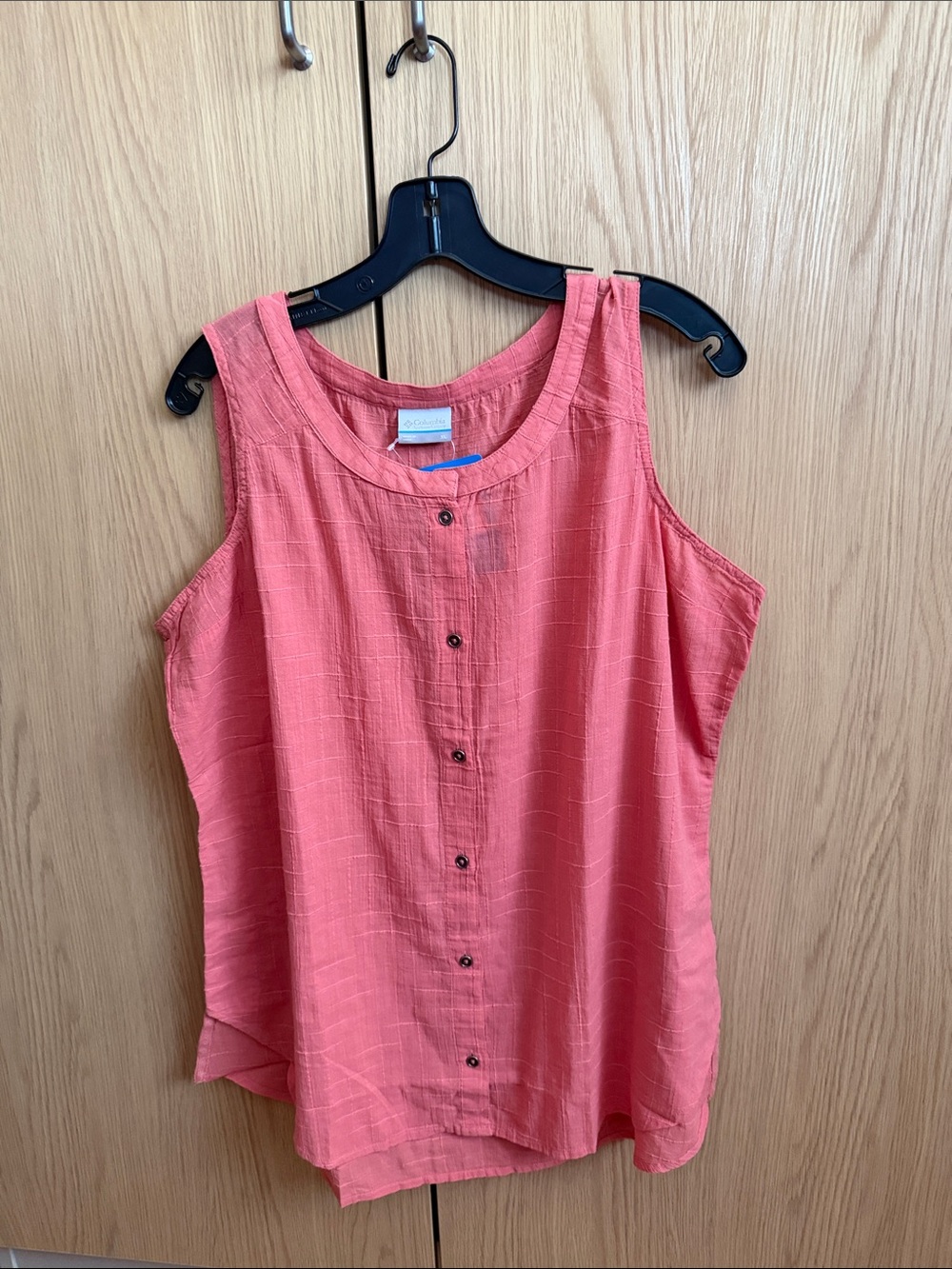Columbia 100% Cotton Coral Sleeveless Button-Front Camisole